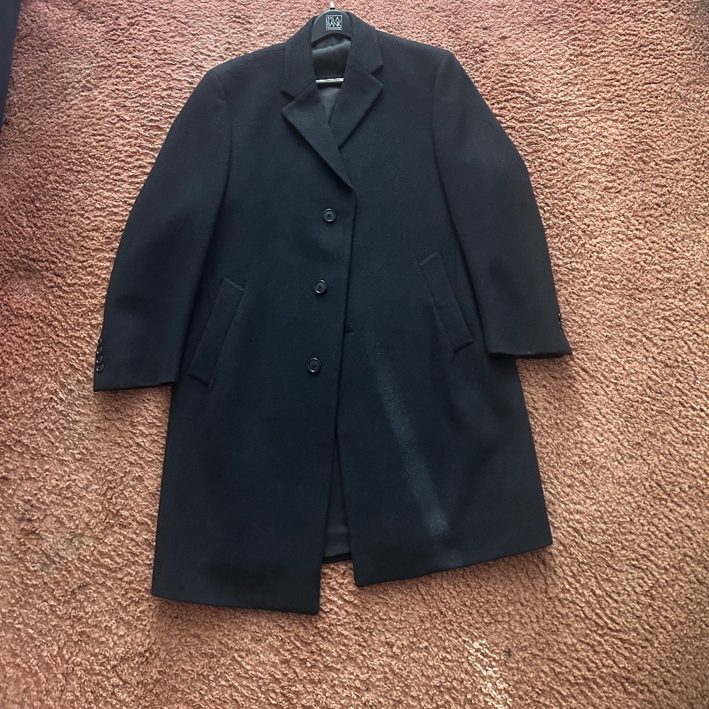 Men's Black Overcoat JoS.A.Bank Size 38 Short